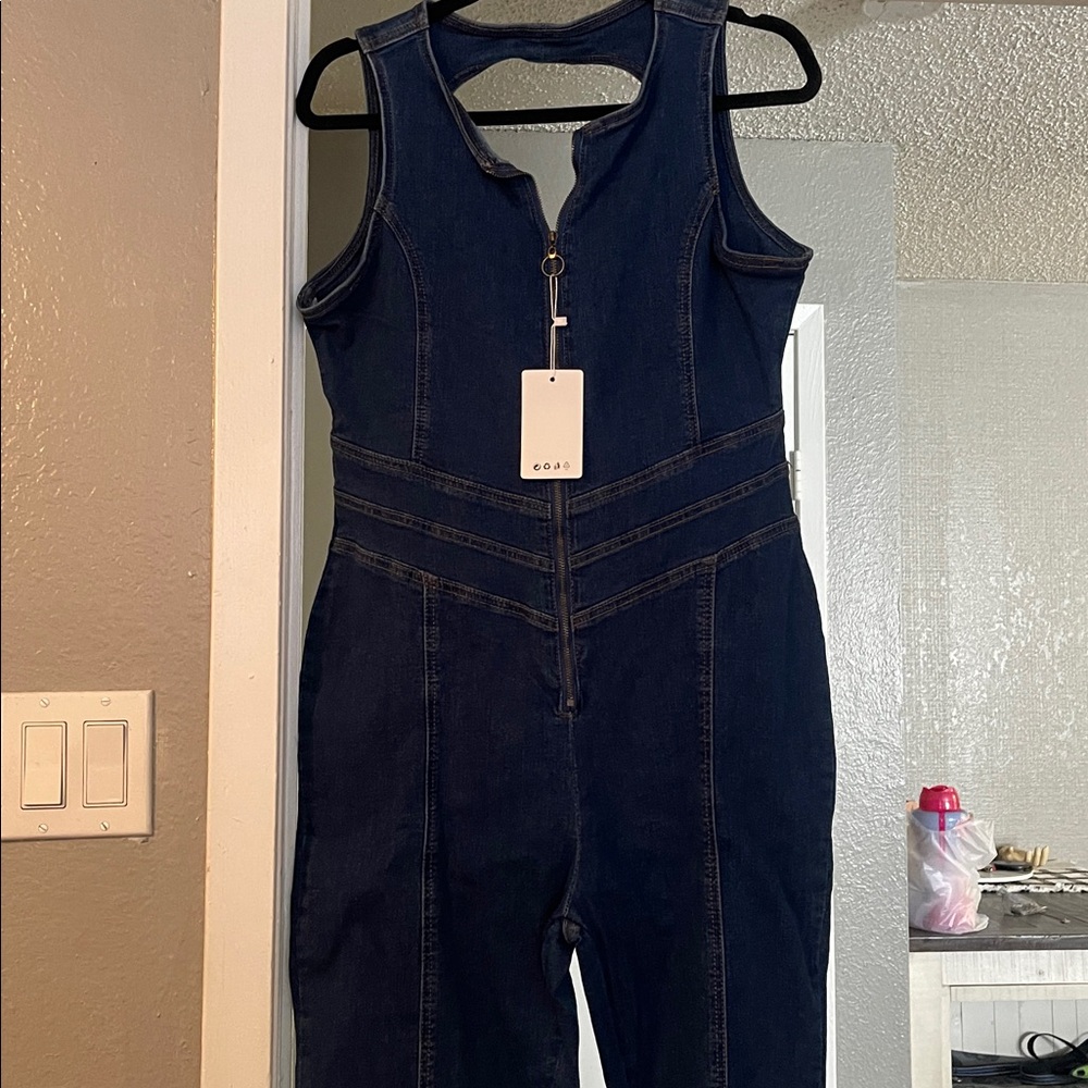 Dark Blue Denim Jumpsuit